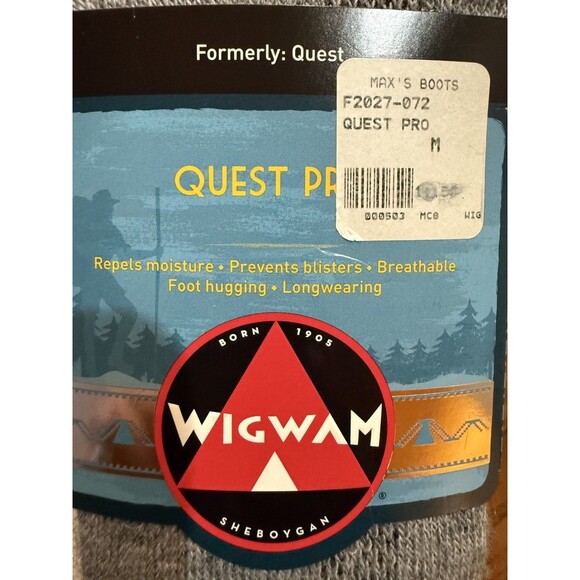 Wigwam Quest Pro Merino Wool Blend Tall Boot Socks Gray MD Over-Calf Made In USA - Picture 3 of 5